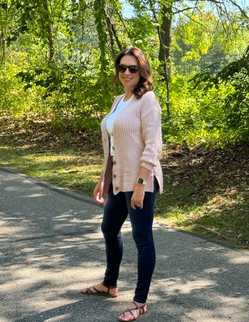 Gray Heather Knit Pocketed Button Front Cardigan - Jennifer Kay Design