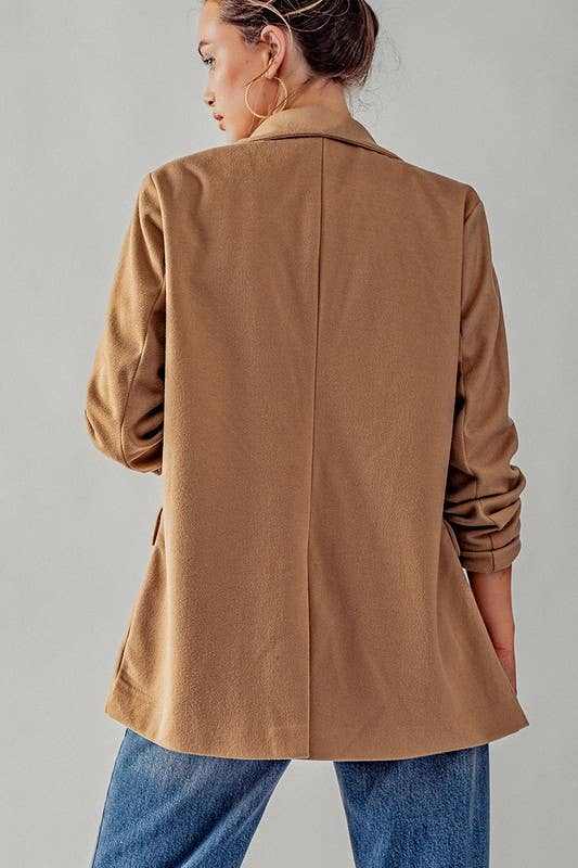 BASIC OVERSIZED EVERYDAY BLAZER: CAMEL / S-2/M-2/L-2 - Jennifer Kay Design