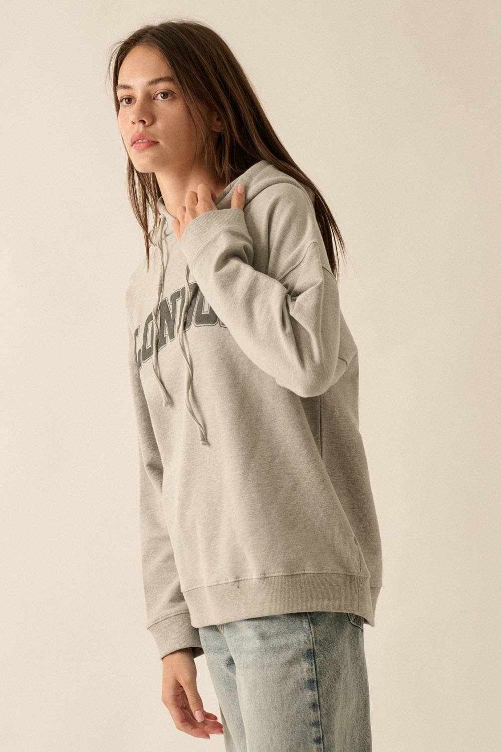 London Hoodie Casual Chic Comfort Effortless Graphic French Terry Fabr London French Terry Graphic Hoodie: HEATHER GREY / L - Jennifer Kay Design