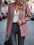 Jacquard Chevron Slim Collared Fitted Blazer Chic Style Modern