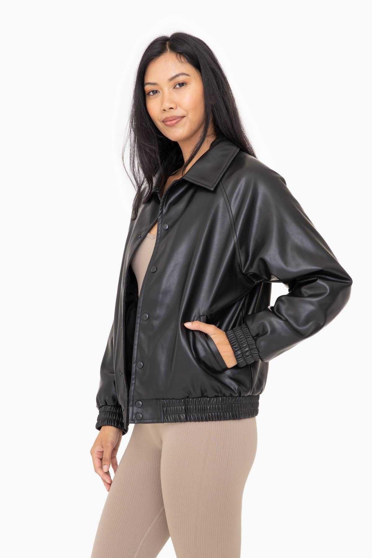 Vegan Leather Bomber Jacket Classic Style Sustainable Quality