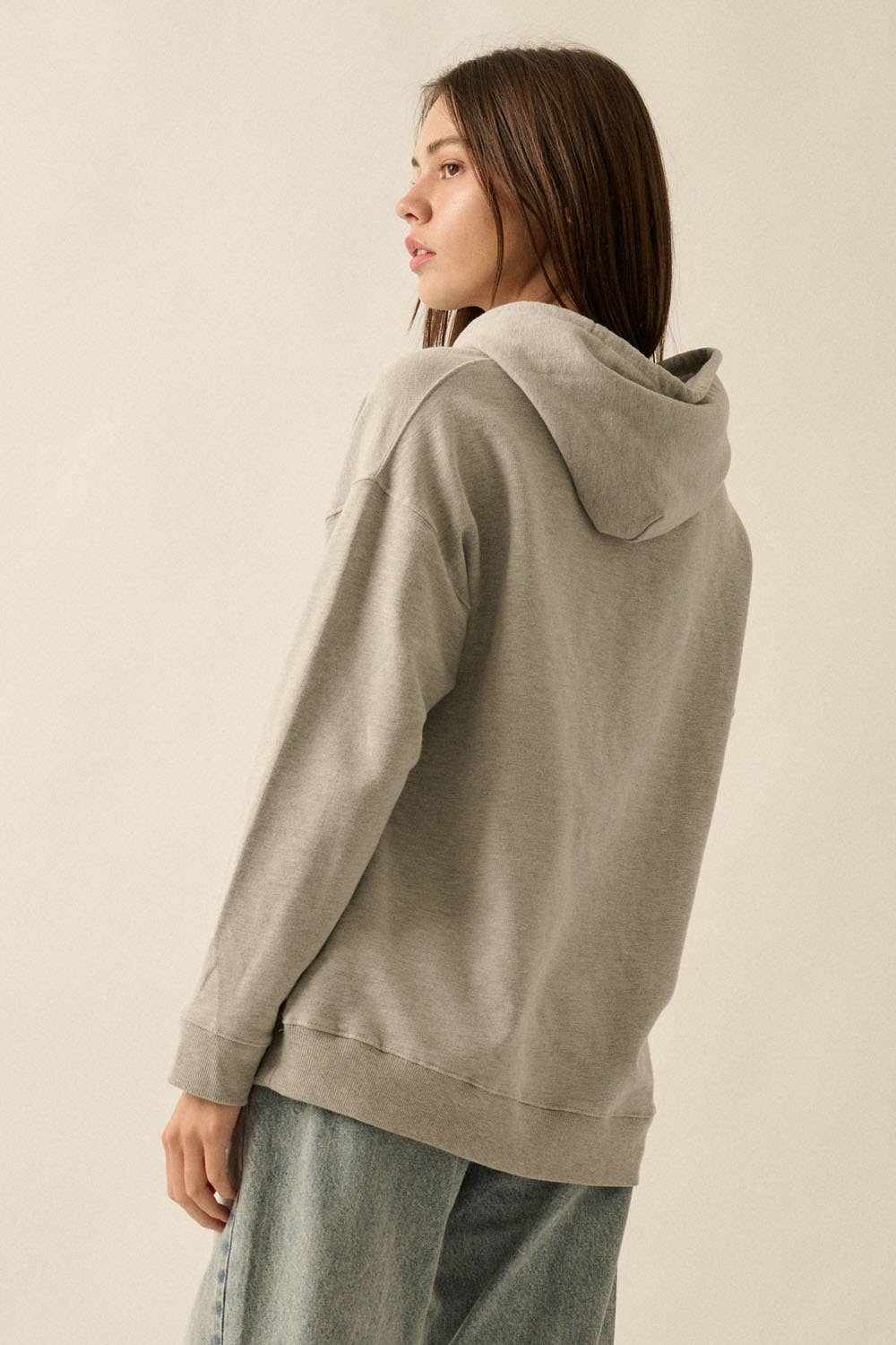 London Hoodie Casual Chic Comfort Effortless Graphic French Terry Fabr London French Terry Graphic Hoodie: HEATHER GREY / L - Jennifer Kay Design