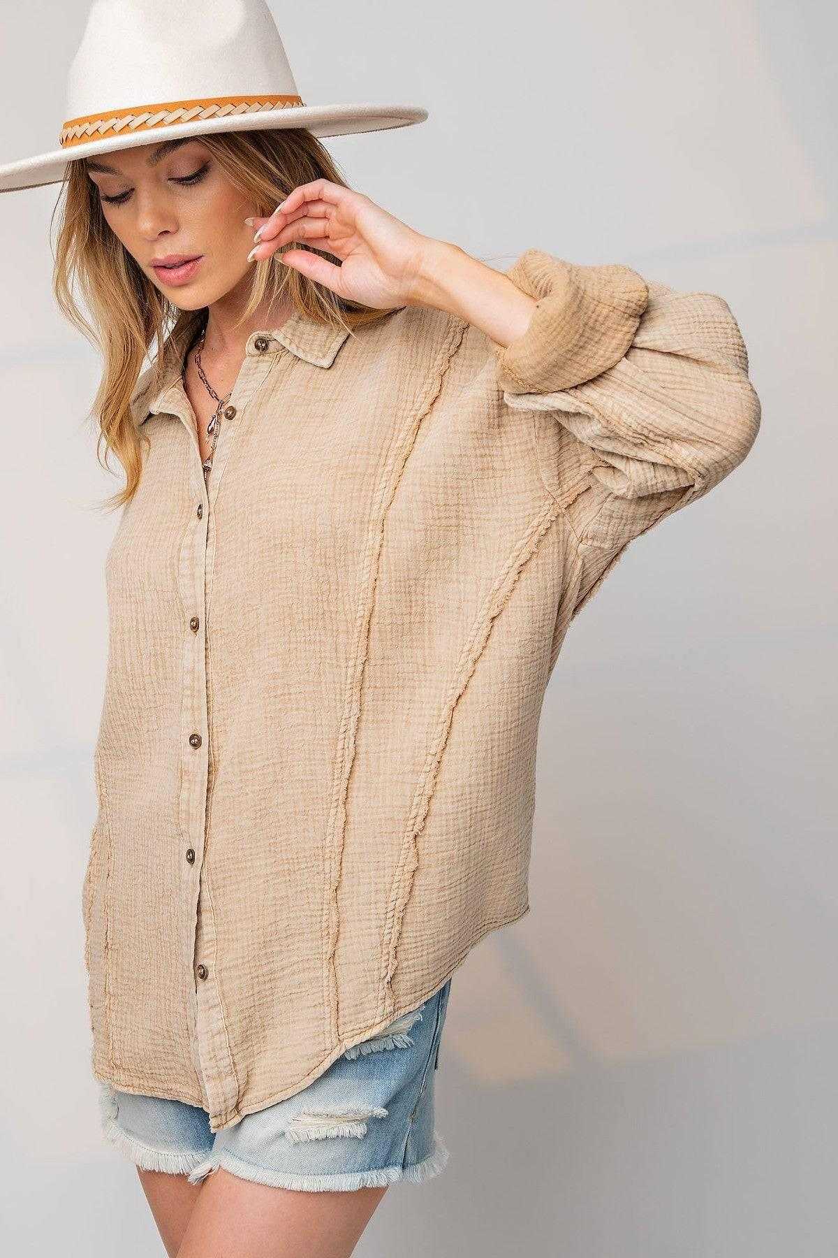Mineral Washed Cotton Gauze Shirt - Jennifer Kay Design