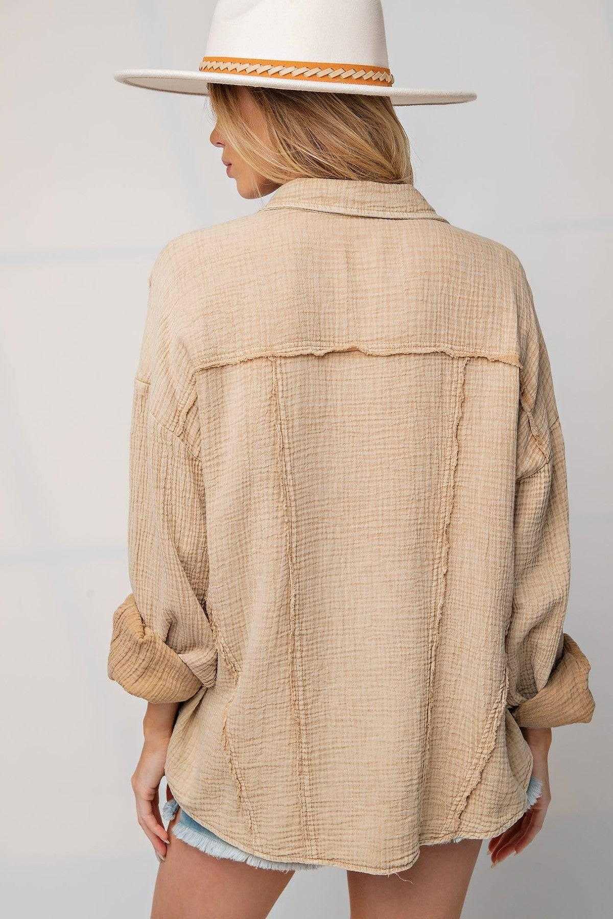 Mineral Washed Cotton Gauze Shirt - Jennifer Kay Design