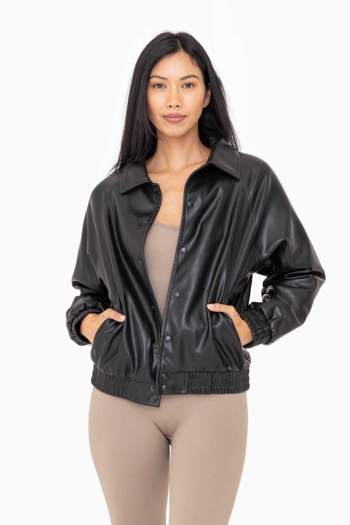 Vegan Leather Bomber Jacket Classic Style Sustainable Quality