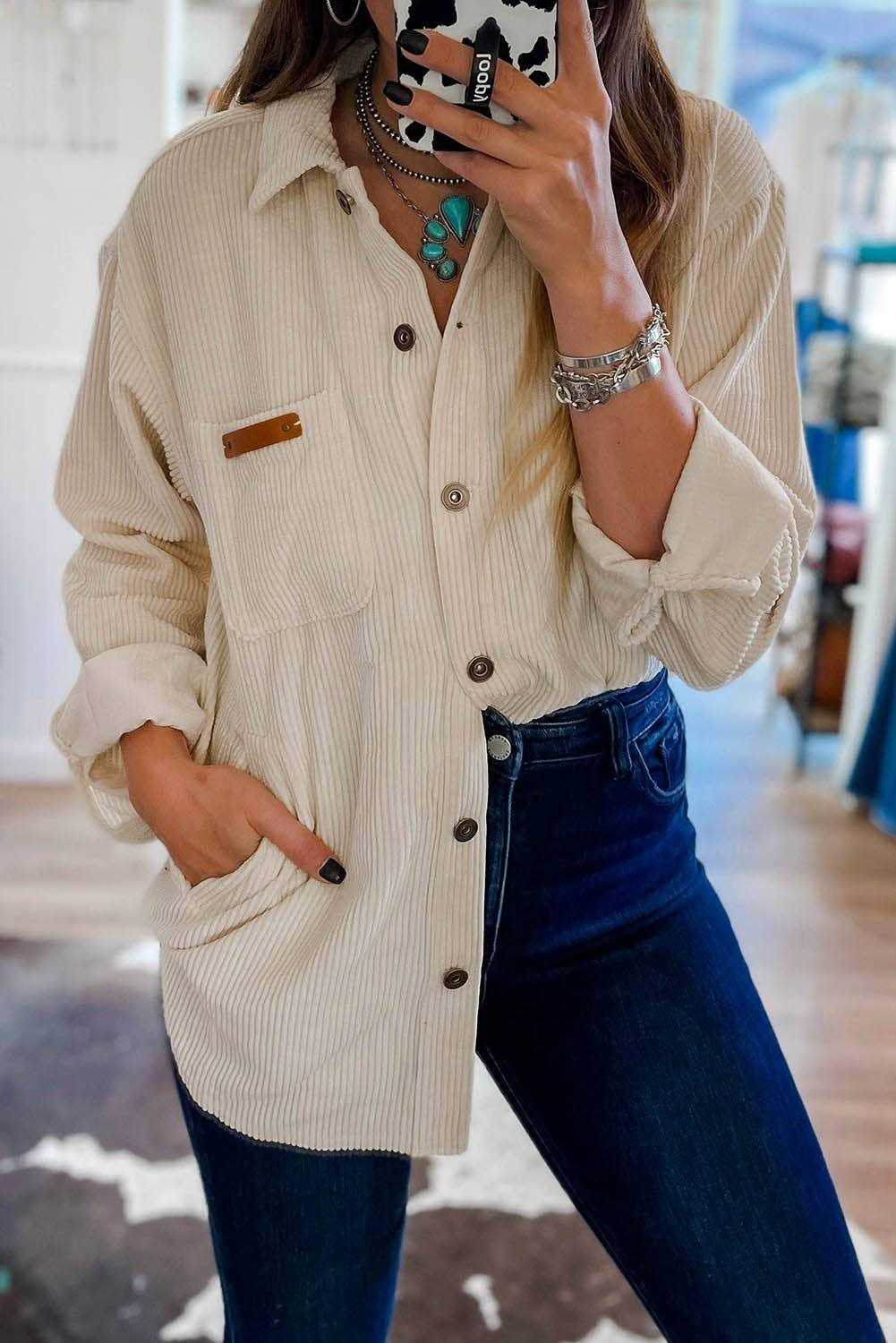 Corduroy Buttoned Shacket - Jennifer Kay Design